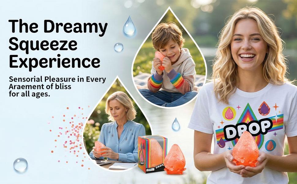 Dream Drop Squishy Fidget Toys Malt Sugar Filled Slow Rising Sensory Stress Balls for Adults Heavy Duty Glitter Droplet Squeeze Toys for Anxiety Relief Office Desk Easter Basket Stuffers Hot Pink