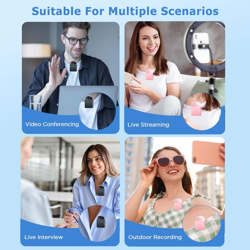 Wireless Lavalier Microphone, 1 Set USB Rechargeable Wireless Microphone, Lapel Mic for Video Recording, Teaching, Interviews, Podcast, Conference, Vlog, USB Streaming Mic