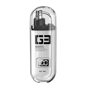 Rechargeable Nose & Eyebrow Trimmer - IPX7 Waterproof Dual-Blade Facial Hair Clipper with LED Display, Compact Portable Tool for Painless Safe Trimming