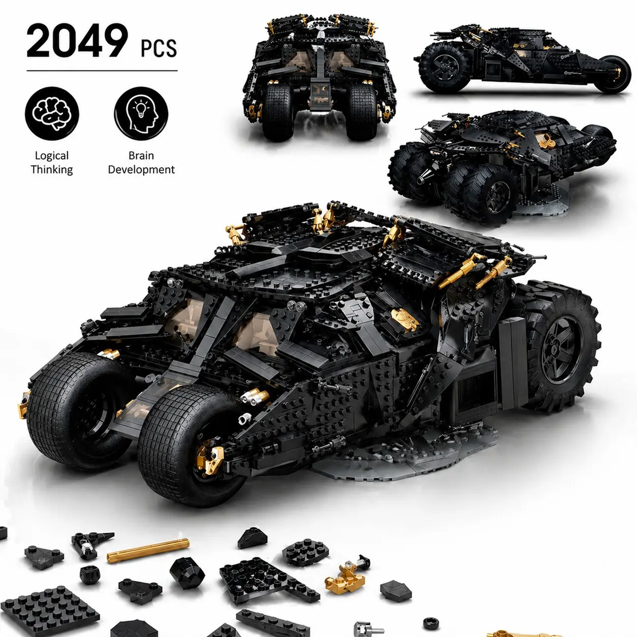 New Batman Bat Battle Vehicle Building Block Set, 2049 Pieces, Unisex Toy Kit, Adult Gift, Birthday Present, Construction Bricks