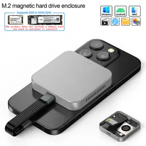 Magnetic external hard drive, External storage devices, mobile phone external hard drive enclosure, phone photo & memory storage, for iPhone 15 Pro and above models, Type-C, 10Gbps transfer speed, 2TB, external SSD enclosure, supports 2230/2242 SSDs