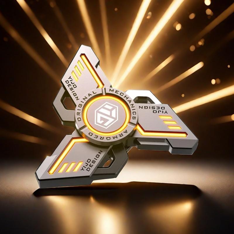 Fidget Spinner with Light, Stress Relief Rotating Toy, Laser Light Activated Luminous Fidget Toy, Metallic Finger Rotating Toys for Adults