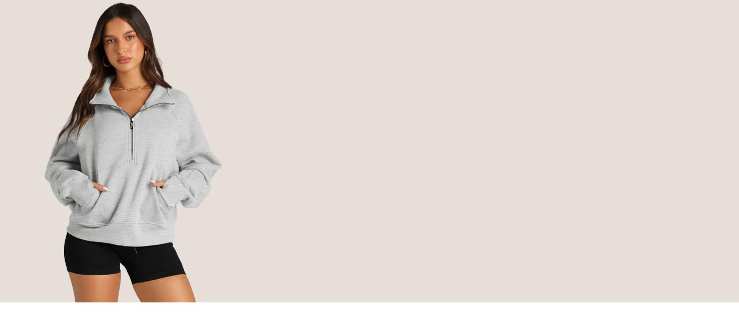 Womens Sweatshirts Half Zip Cropped Pullover Fleece Quarter Zipper Hoodies 2025 Fall Fashion Outfits Clothes