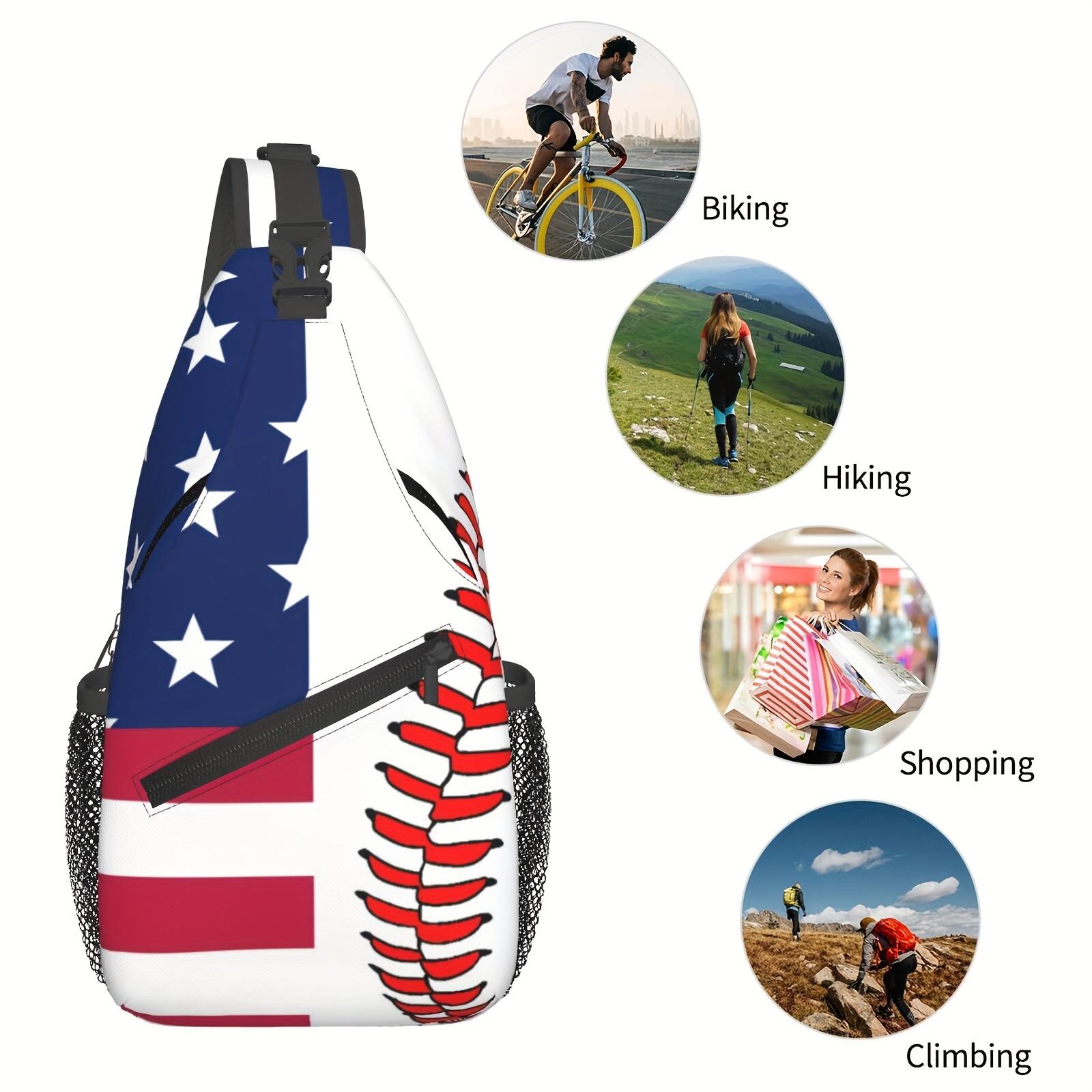 Crossbody Chest  Hiking Backpack American Flag And Baseball Shoulder  Folding Large Capacity Fashion Durable Can Be Used For Shopping, Work, Travel Beach  Fishing Backpack Travel Accessories Must Have Backpack For School Back Christmas Gifts bag