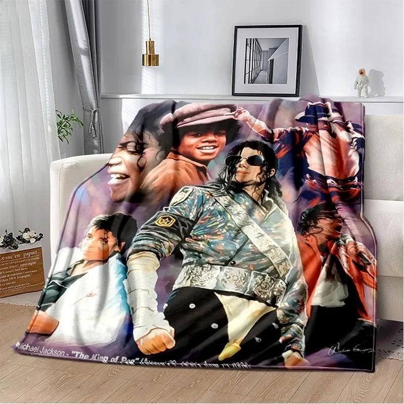 Michael Jackson Retro Printed HD Single Side Soft Blanket Thanksgiving Baby Shower Gift for Lovers Wrinkle Resistant Indoor Bedding for Adults Home Bedroom Bed Sofa Use