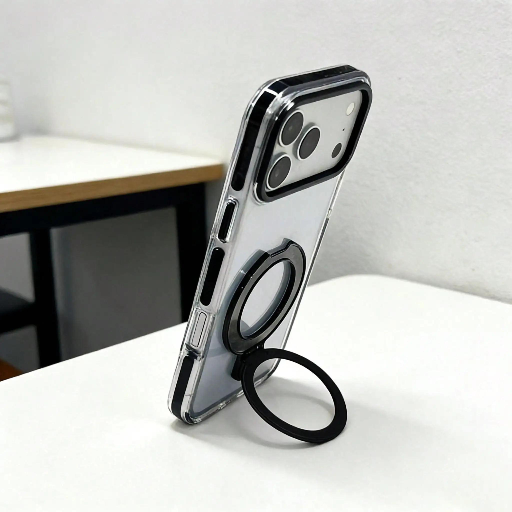 Dual-tone phone case with stand for iPhone 17/16/15/12/13/14 Plus/Pro Max/17Air-shock-resistant and durable, with colorful edges