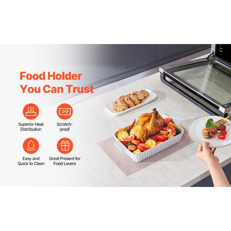 VEVOR Ceramic Baking Dish, Large 9x 13 Pan, Rectangular Bakeware with Double Handles, Oven Secure, Lasagna Pan, Casserole Dish Deep for Baking and Serving, Thanksgiving Christmas Present, White