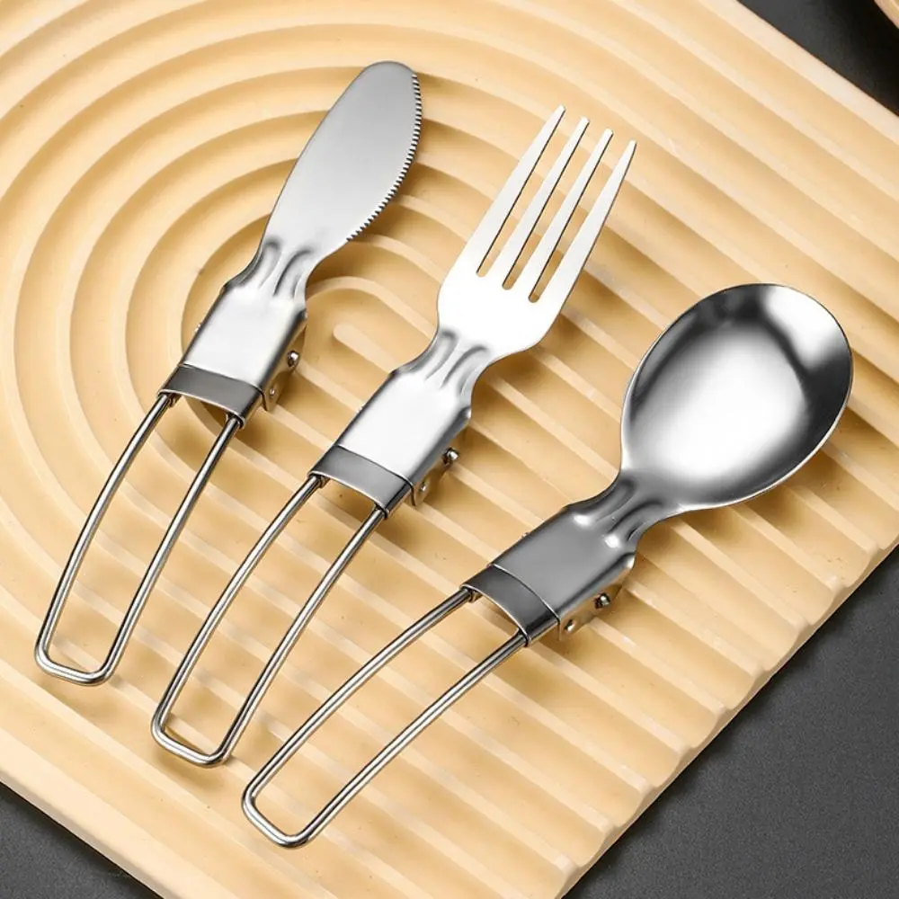 Portable Cutlery Set, 3 Counts/set Including Spoon & Fork & Knife with Storage Box, Outdoor Camping Tableware Set, Tableware Set for Home Kitchen