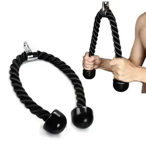 27 Inch Tricep Rope Cable Machine Attachment, Heavy Duty Coated Nylon Pulldown Rope with Solid Rubber Ends, Fitness Gym Accessory for Tricep Workouts