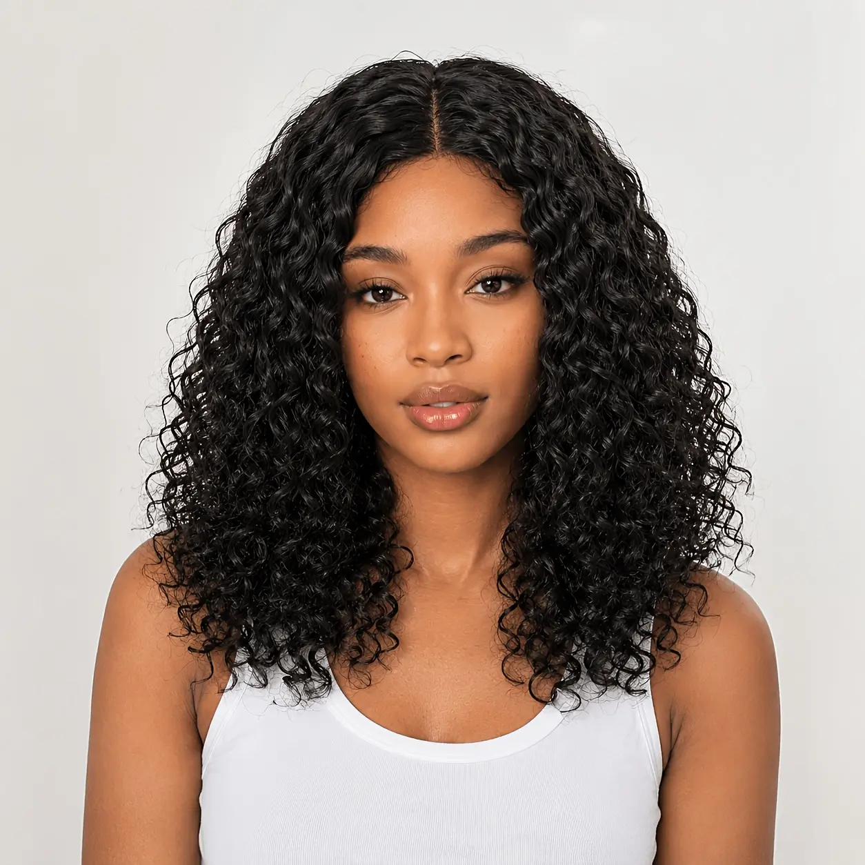 14-Inch Casual Synthetic Full Machine Wig for Women, Black Deep Rolled Hair for Natural Curly Hairstyles with a Simulated Scalp and Breathable Cap, Synthetic Hair