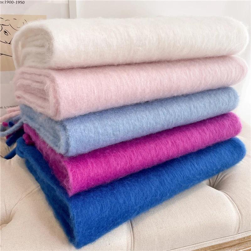 Winter Scarf for Women Containing Cashmere Warm Solid Pashmina Blanket Wraps Female Thick Soft Bufanda Big Tassel Shawl Long Poncho Echarpe