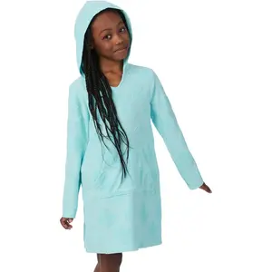 Kids Girls Hooded Terry Cover Up Dress Long Sleeve Swim Cover Up with Pocket Beach Cover Up for Girls(Gift)