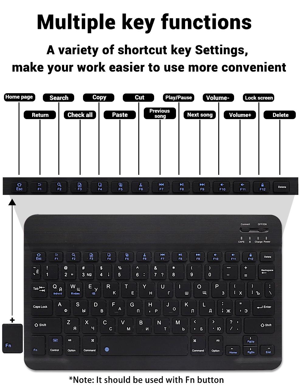 ENTRA Bluetooth Wireless Keyboard Mouse for iOS Android Windows Tablet iPad Air Mini Pro Silent Design 99% Noise Reduction Stable Connection 10m Range Portable Lightweight Device with Multiple Key Functions and Fast Bluetooth Connection - Phone swivel