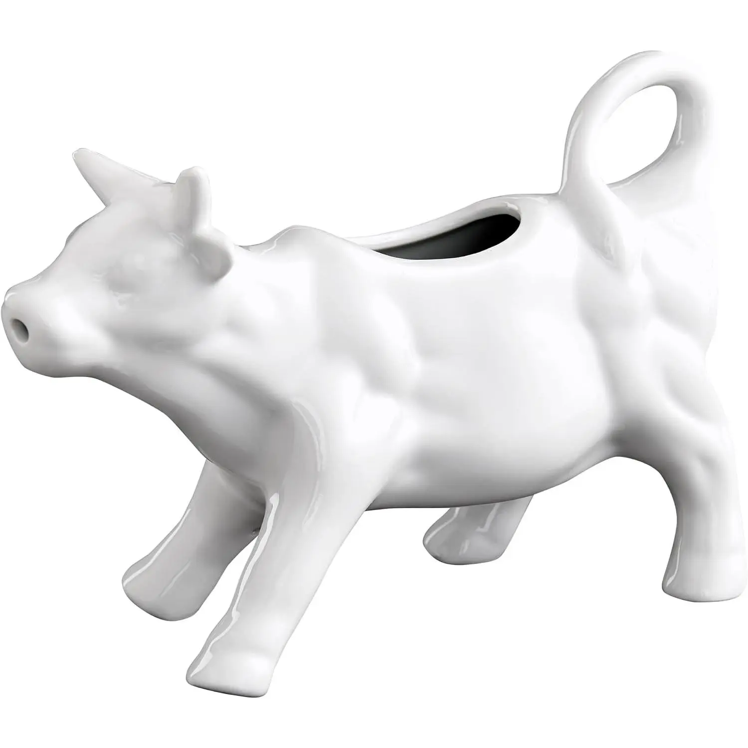 Kitchen 6-Ounce Fine Porcelain Cow Creamer with Handle, Ideal for Serving Milk, Cream, Syrup, Dressings and Sauces