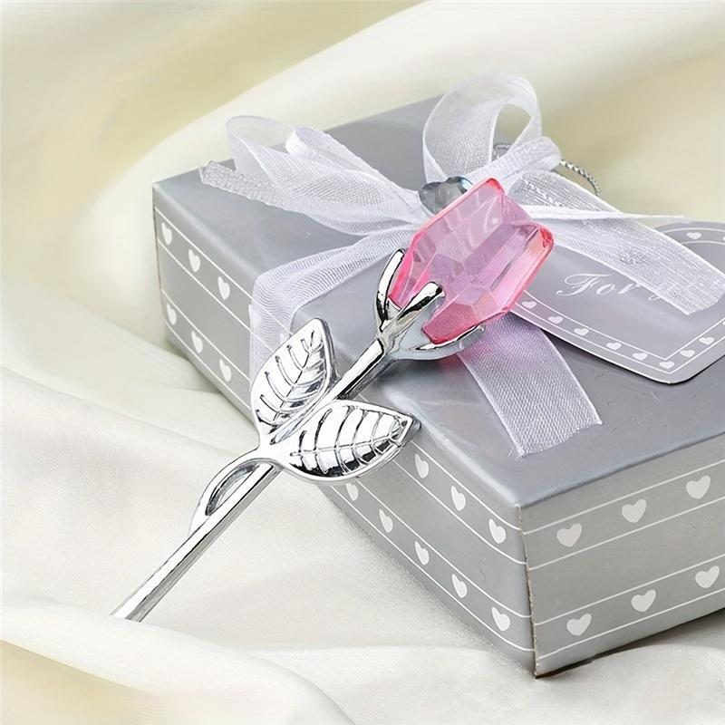Artificial Crystal Glass Rose Ornaments, Rose Flower Design, 1/2 Counts Decorative Flowers, Decorative Faux Flower, DIY Spring Artificial Flower for Home Wedding Desktop Decoration, Birthday Gift Ideas, Artificial Flower Set #GLOBAL PICKS