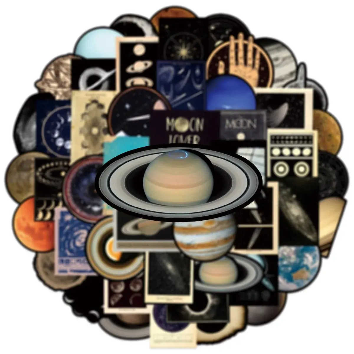 50Pcs Vintage Outer Space Galaxy Planets Stickers Aesthetic Graffiti Decals Waterproof Motorcycle Luggage Guitar Sticker