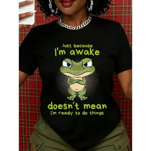 Frog T Shirt Just Because Im Awake Doesnt Mean Im Ready To Do Things Funny Graphic Tee For Women Men Casual Wear Gift Idea For Lazy People Humor Statement Shirt