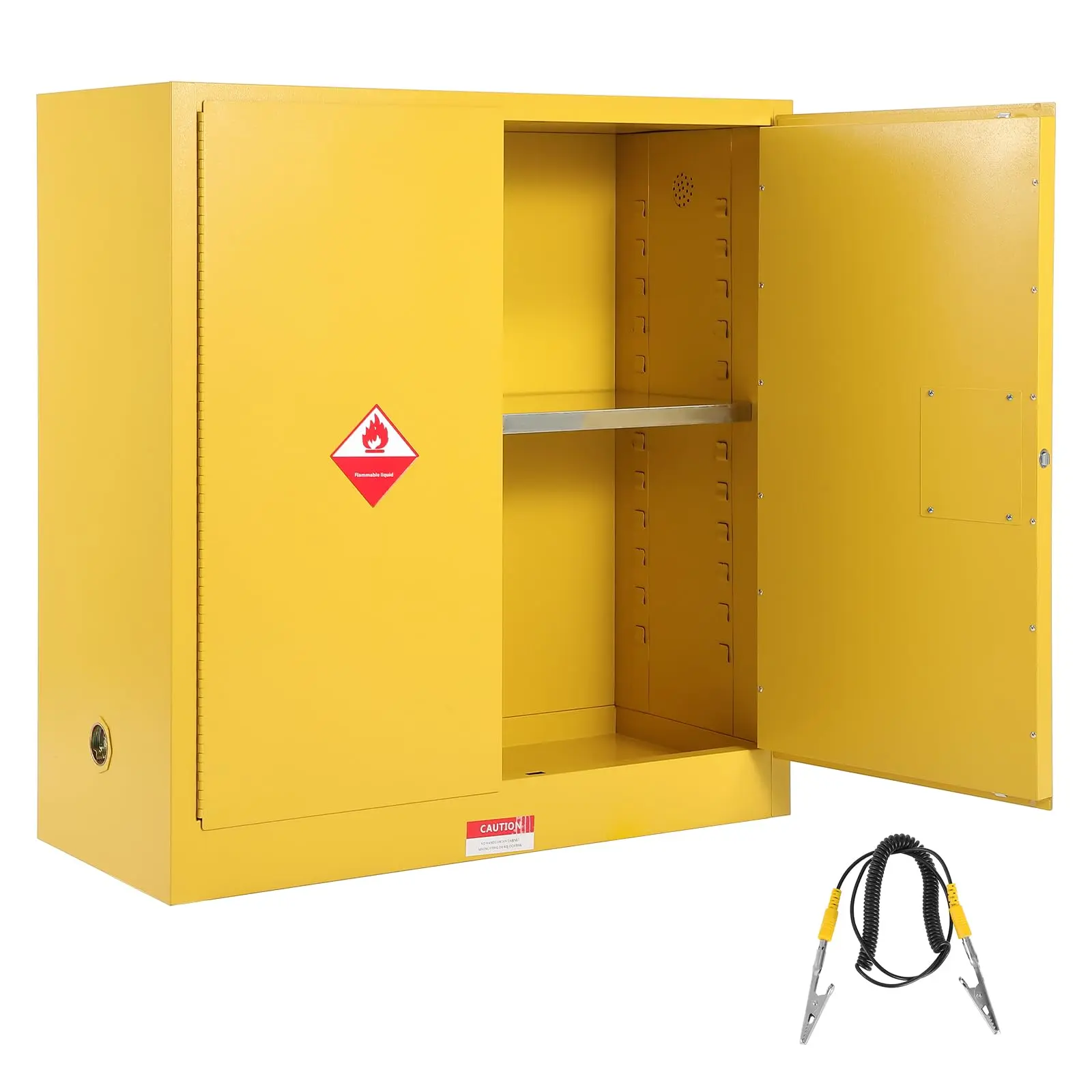 4/16/30/45Gallons Hazardous Storage Cabinets, Flammable Safety Cabinet Fire Resistant, Cold-Rolled Steel Flammable Liquid Storage w/ Spill Tray, Ventilation, Grounding & Adjustable Shelf, Industrial Workshop Garage
