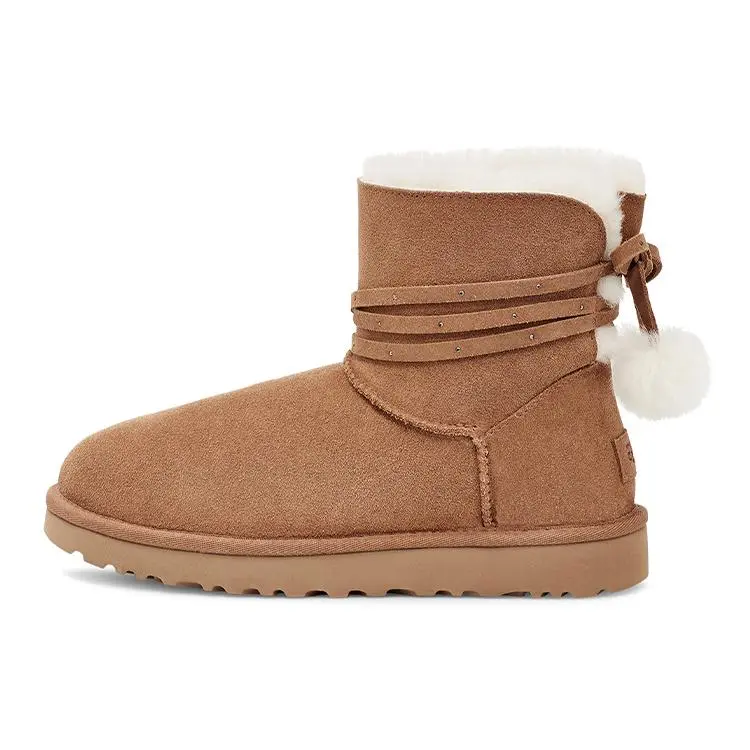 UGG Mini Bailey Bow Pom Warm Durable Mini Bailey Short Snow Boots 1125382-CHE