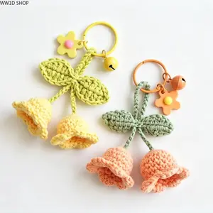 Tulip Handmade Crochet Keychain  Handmade Crochet Tulip Keychain, Floral Bag Charm Accessory for Handbags Backpacks and Car Keys, Soft Knitted Pendant with Elegant Spring-Inspired Design