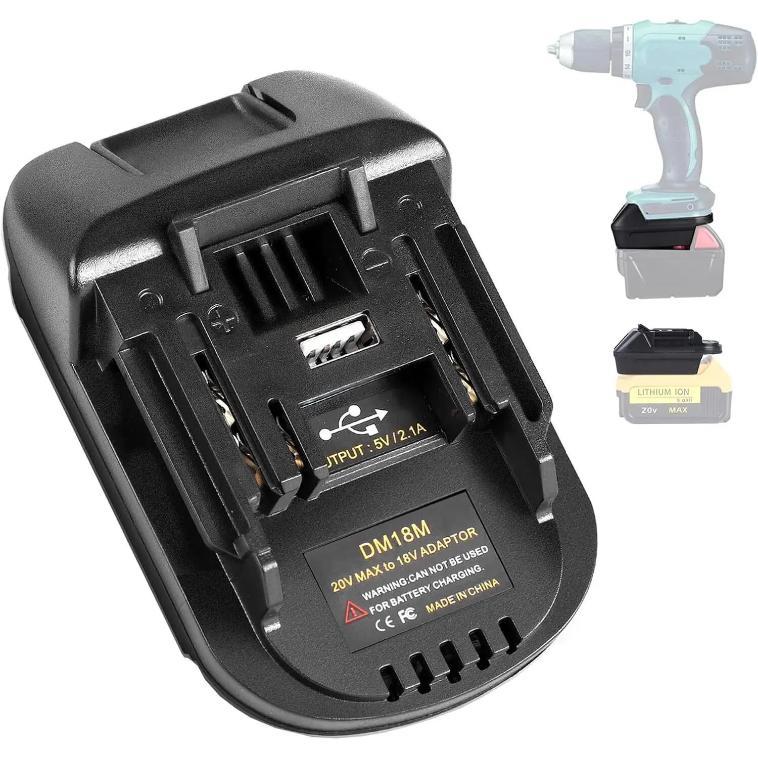 DM18M Battery Adapter for Dewalt & for Milwaukee Converter to for Makita 18V Power Tool