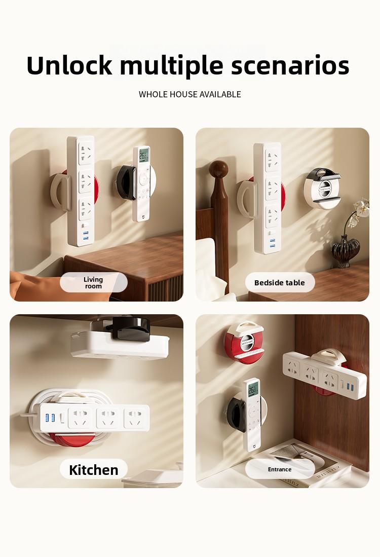 Suction Cup Power Strip Holder No Drill Wall Mounted Remote Control Socket Fixer Wall Organizer for Power Strips and Cable Management