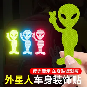 High-visibility Reflective Alien Stickers, Hot-selling Cross-border Item Safety Warning Stickers for Electric Motorcycles Night Driving Reflective Strips for Cars & Electric Bikes Strong Adhesion & High Reflectivity