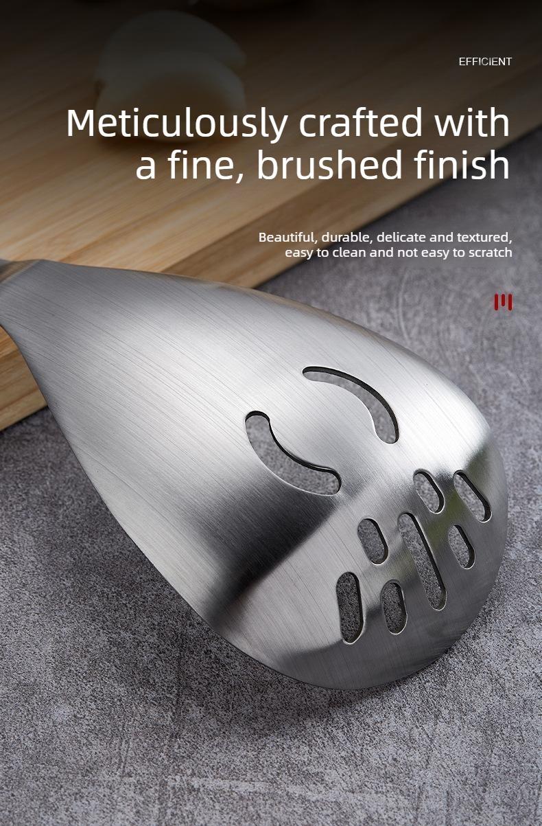 Stainless steel multi-functional grinding spoon, baby food mashing spoon, food-grade cooking strainer, draining spoon
