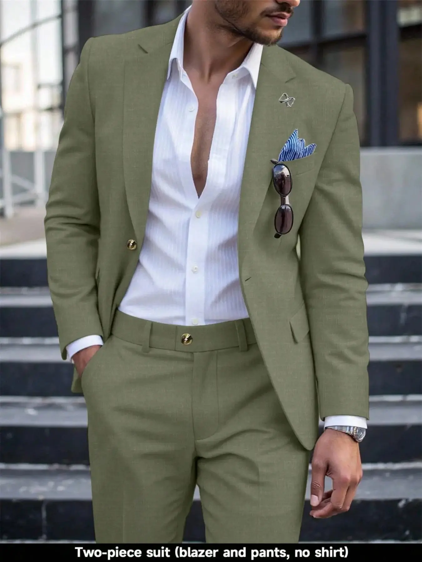 Men's Fashion Casual Business Two-Piece Suit, European Style, Single Button, Slim Fit, Textured Fabric, Wedding, Business, Party, Blazer