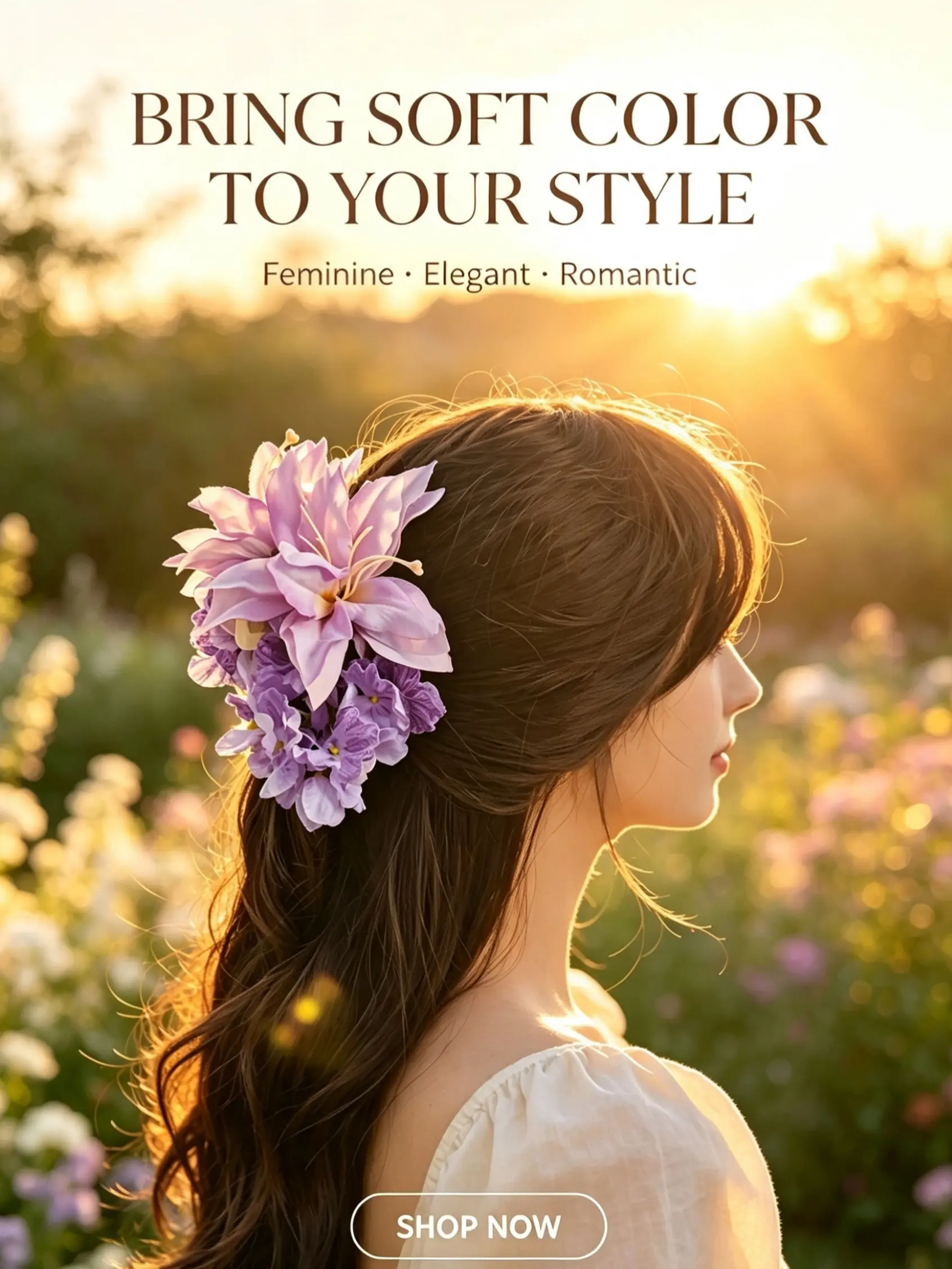 Beautiful Flower Hair Claw Clip with Gift Packaging, Handmade Purple Floral Hair Accessory, Perfect Gift for Her, Mom, Wife, Girlfriend, Bridesmaid & Friends