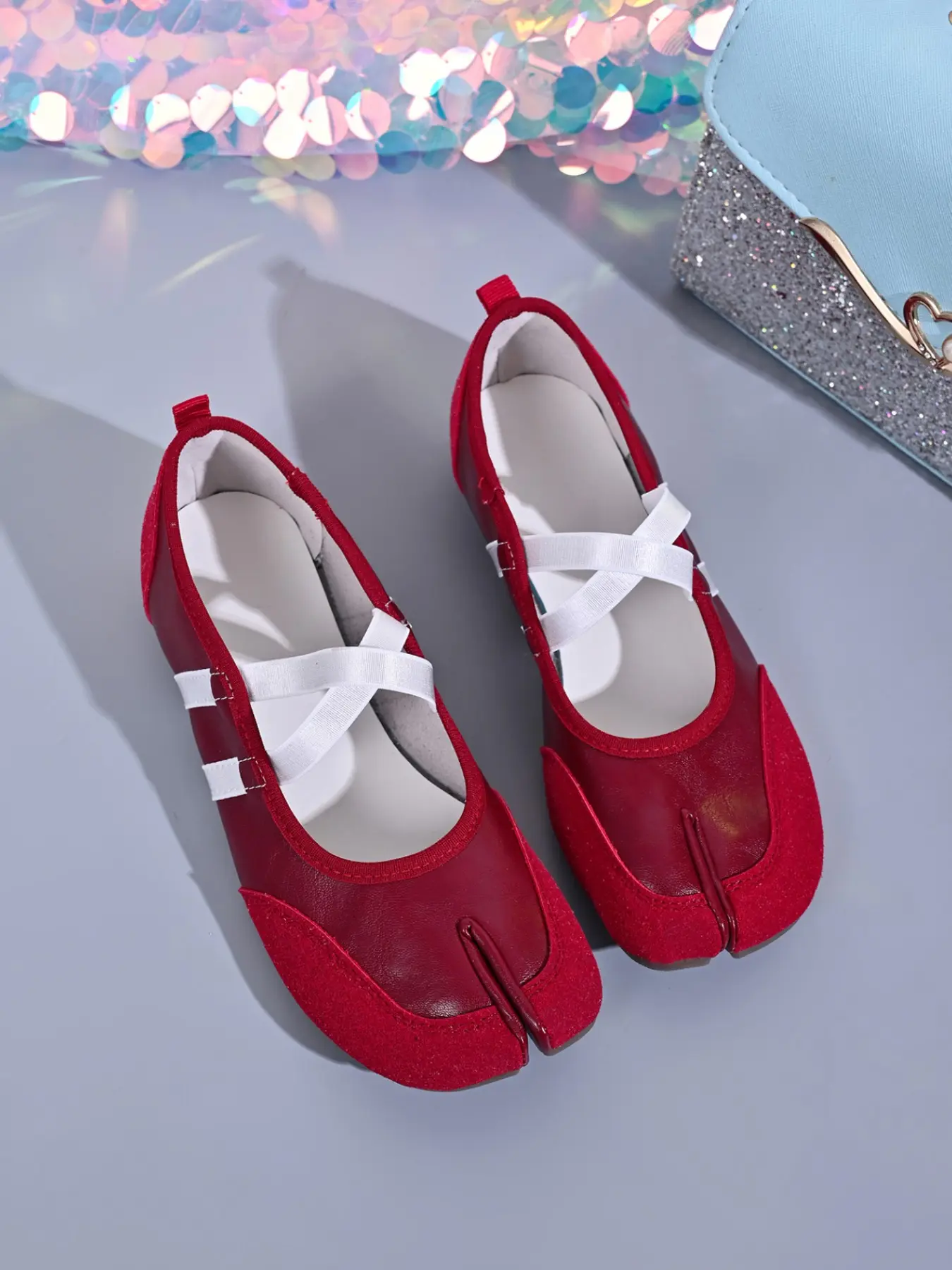 Women Tabi Split Toe Crisscross Strap Ballet Flat Shoes slipresistant Zapatos affordablefashion Multi‑Color Mary Jane Flats For Daily Party Street Casual Wear