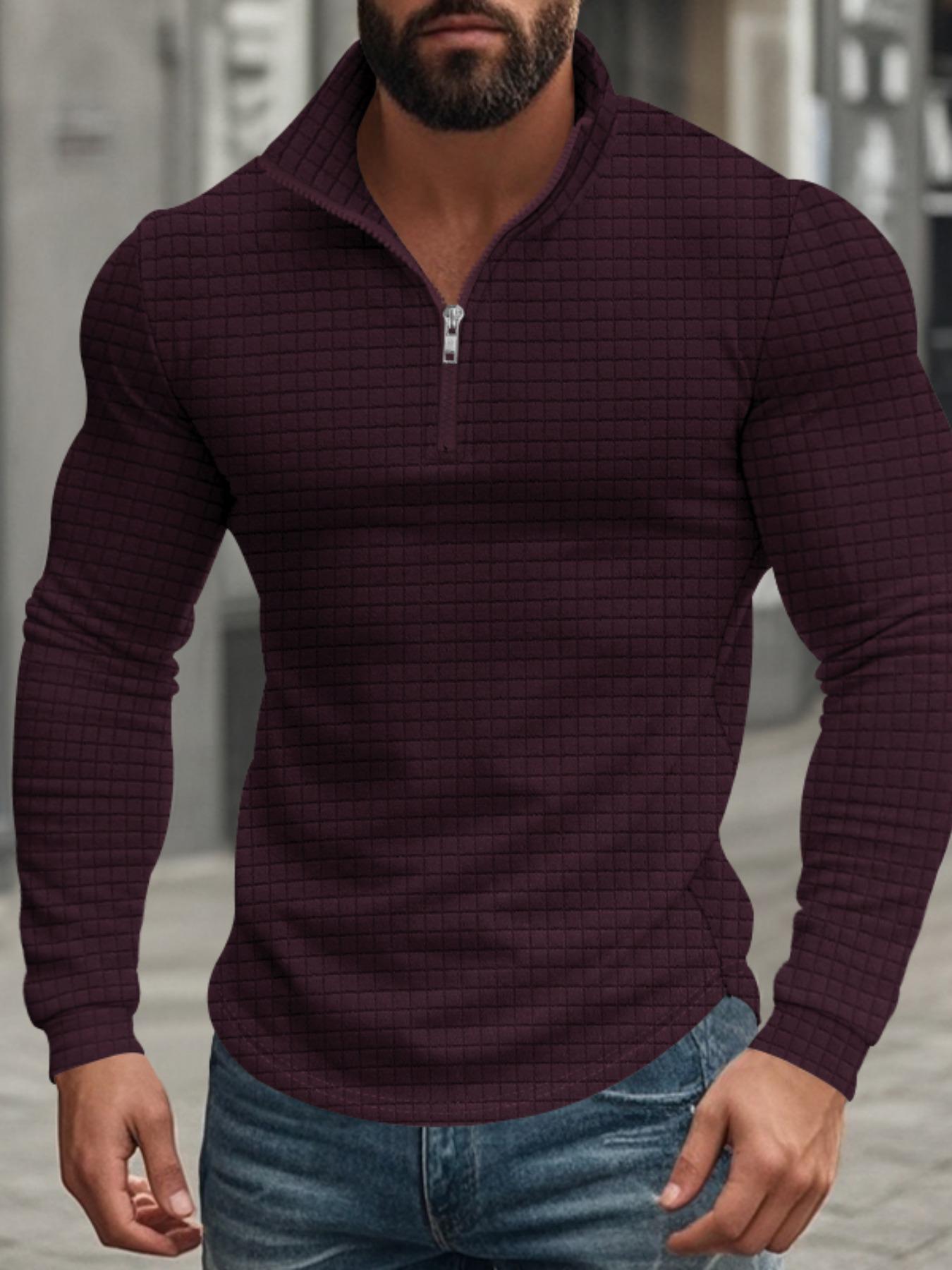 Men's Regular Fit Plain Half Zip Up Sweatshirt, Casual Long Sleeve Pullover for Spring & Fall, Fashion Men's Clothes for Daily Wear Men's Regular Fit Plain Half Zip Up Sweatshirt, Casual Long Sleeve Pullover for Spring & Fall, Fashion Men's Clothes for Daily Wear