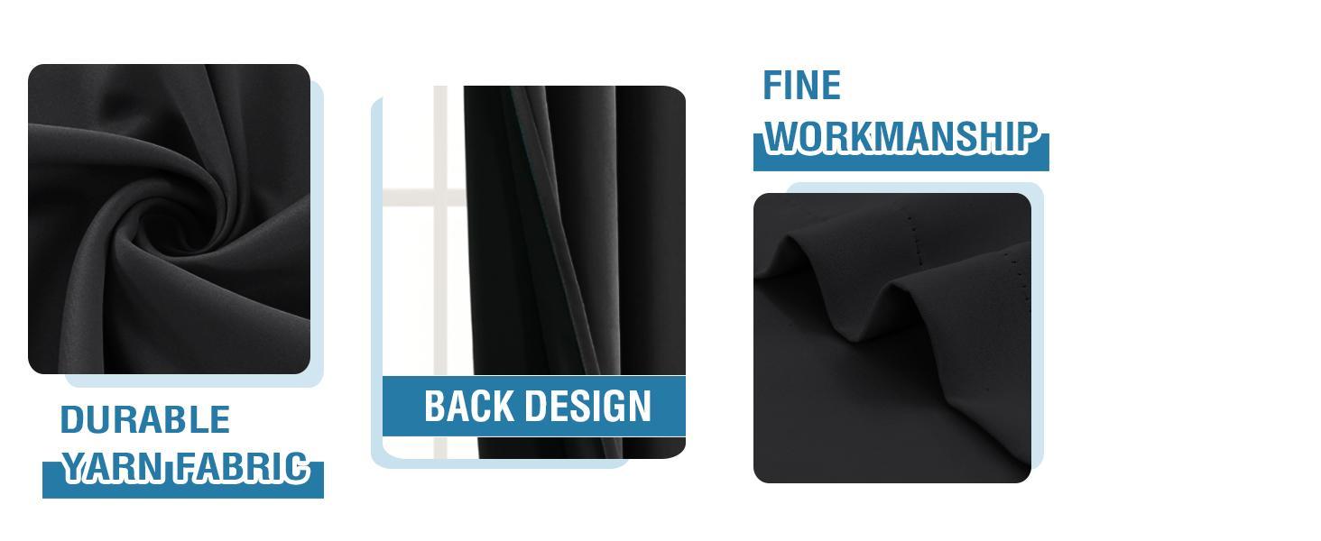 H.VERSAILTEX 2 Panels 100% Blackout Curtain for Bedroom Thermal Insulated Full Blackout Curtains for Living Room Energy Efficiency Window Draperies with Black Liners