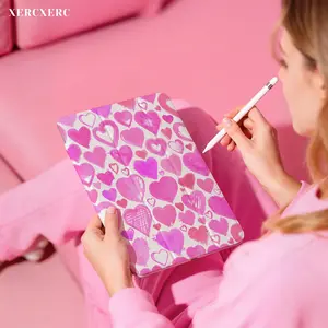 iPad case ipad accessories Watercolor Pink Hearts Pattern Flip iPad Case, PU Front & TPU Back, 3 - Fold Stand, Pencil Holder, Shockproof Auto Wake/Sleep, Back to School Gift for Air 11inch, a16, 9th/10th/11th Gen, Fall Fit Pro 12.9/11/10.9 (2025/2024), 10