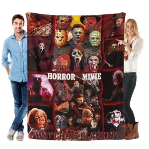 Horror Movie Blanket, Halloween Blanket, Scary Movie Blanket, Horror Blanket Gifts for Halloween, Horror Movie Gifts, Christmas Fleece Blankets Young Adults Men Women Boy Girl Gift