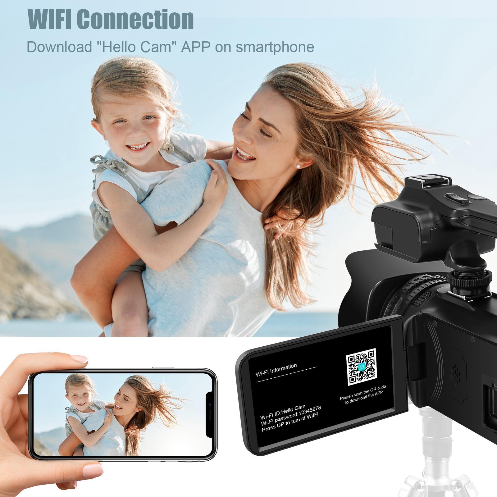 2026 New Year Gift  video camera digital zoom come with 4 inch touch screen wireless remote control and 64G memory card apply for outdoorfun Camcorder Crystal for every family party