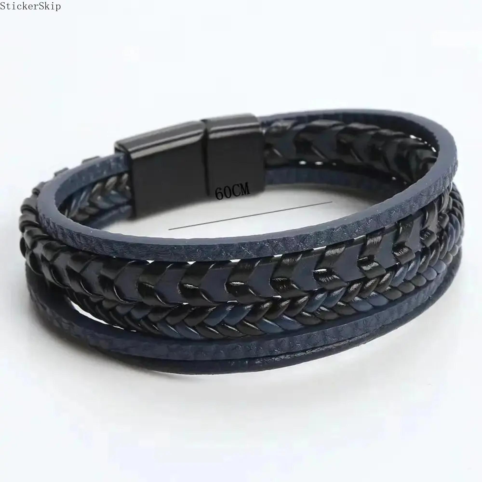 2026 NEN 3-Pack Trendy Men's Multi-Layer Bracelets - Alloy Magnetic Buckle Retro Leather Rope Braided Bracelets, Fashion Dressing Accessories 2026 NEN 3-Pack Trendy Men's Multi-Layer Bracelets - Alloy Magnetic Buckle Retro Leather Rope Braided Bracelets, Fashion Dressing Accessories