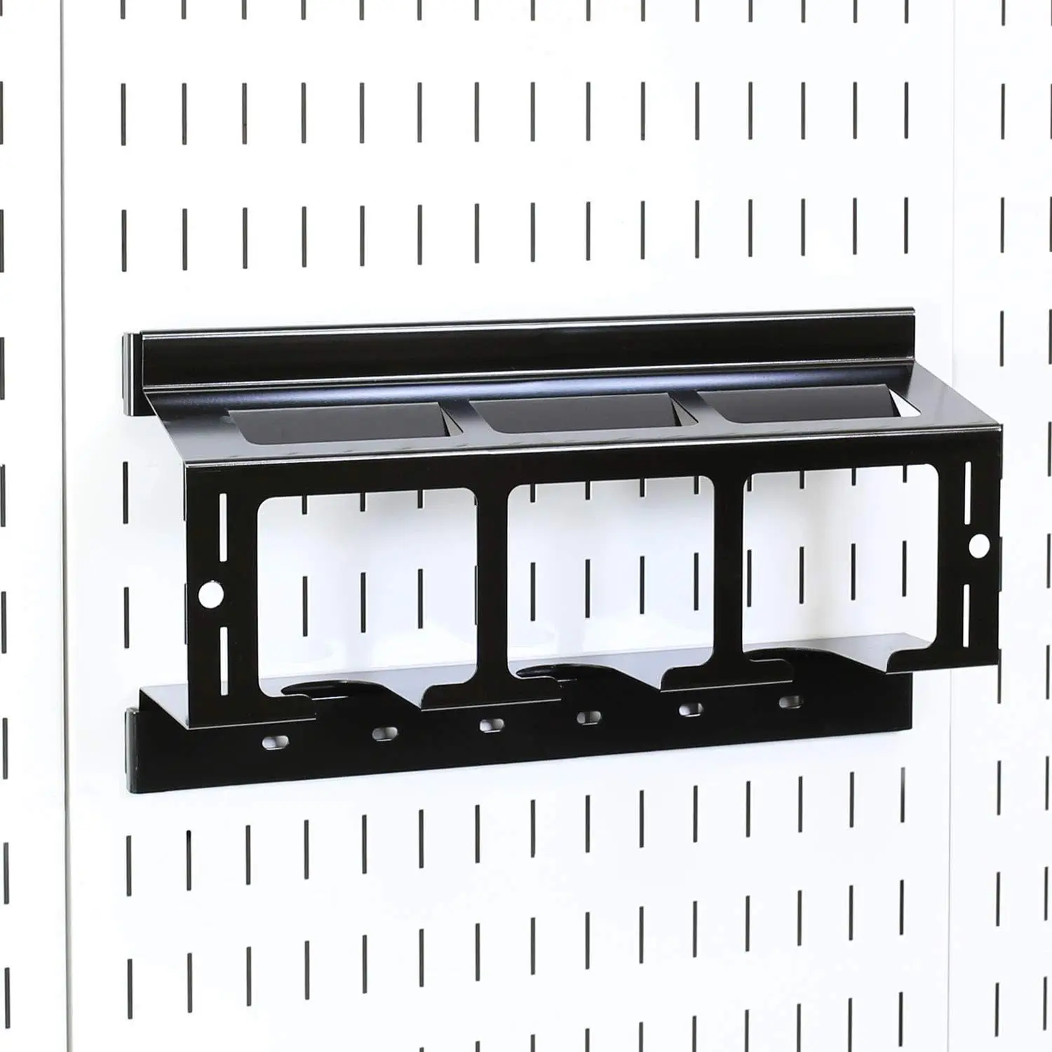 Drill Holder Power Tool Storage Rack - Compact Impact Drill Battery Power Tool Pegboard Organizer (Black)
