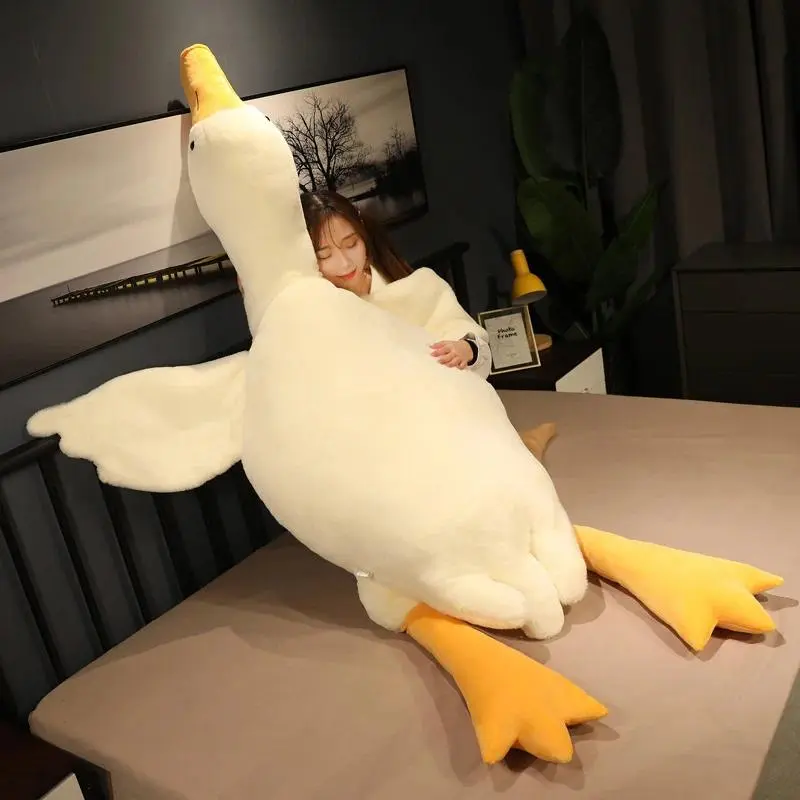 50-190cm Large Brown Hug Stuffed Animal Duck Kawaii Giant Goose Plush Toy Sleeping Pillow Big Soft Doll Party Gift for Boy Girls