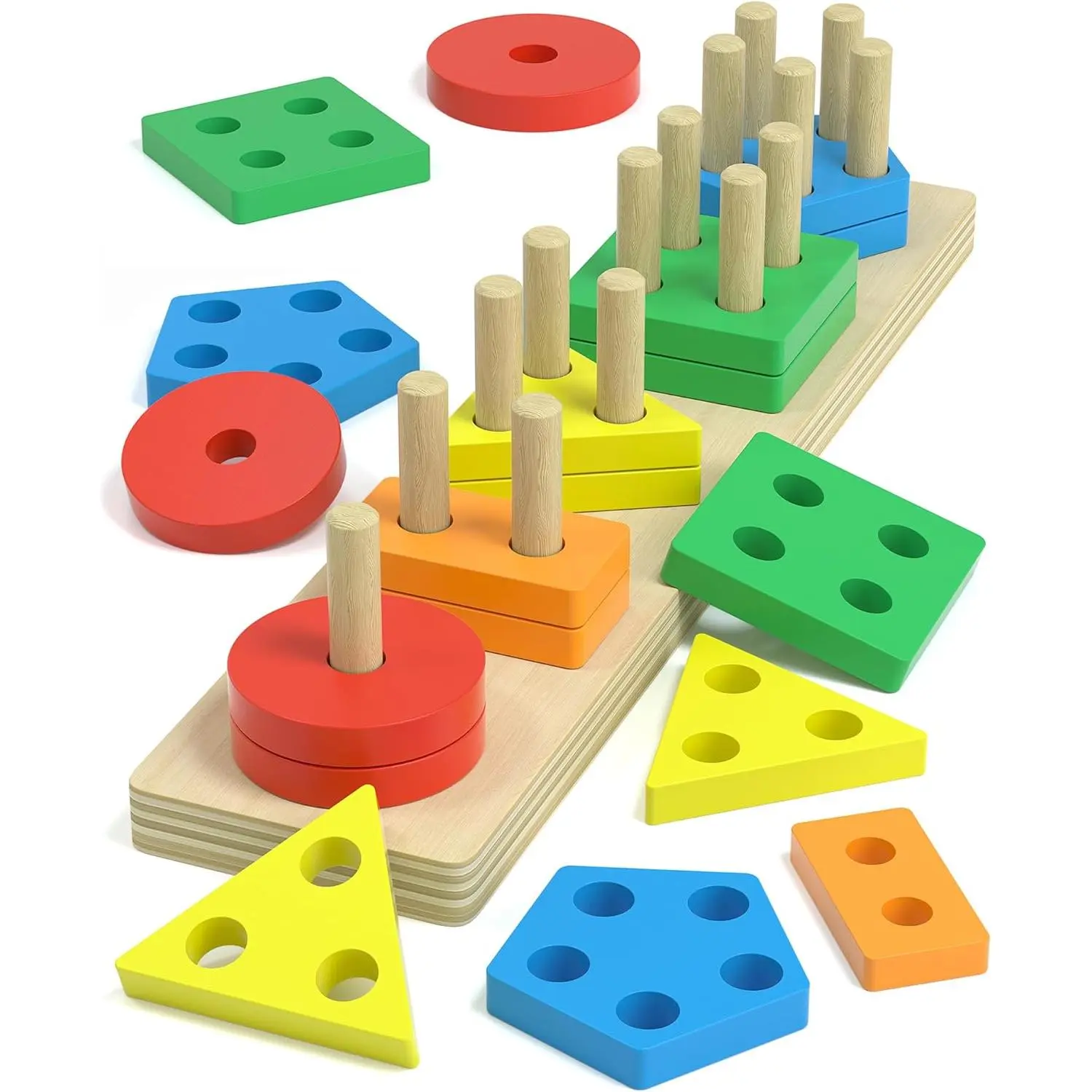 Montessori Toys  1 2 Year Old Girl and Boy Birthday Gifts, Shape Sorter Wooden Toys  Toddlers Age 1-3 2-4, Learning Educational Sensory Stacking Toy Toddler Puzzles baby animal