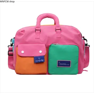 Colorful Block Weekender Duffle Bag | Large Capacity Foldable Travel Bag with Dry/Wet Separation | Multifunctional Carry-on for Travel, Gym & School