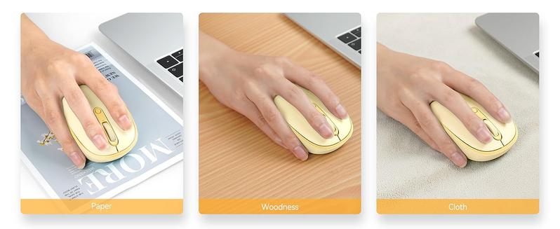 X-MUP05  Wireless Mouse, 2.4G Quiet Computer Mouse with USB Receiver, 4 Buttons Portable Cordless Mice for Chromebook, Laptop, PC, Mac, 800/1200/1600 DPI - Yellow