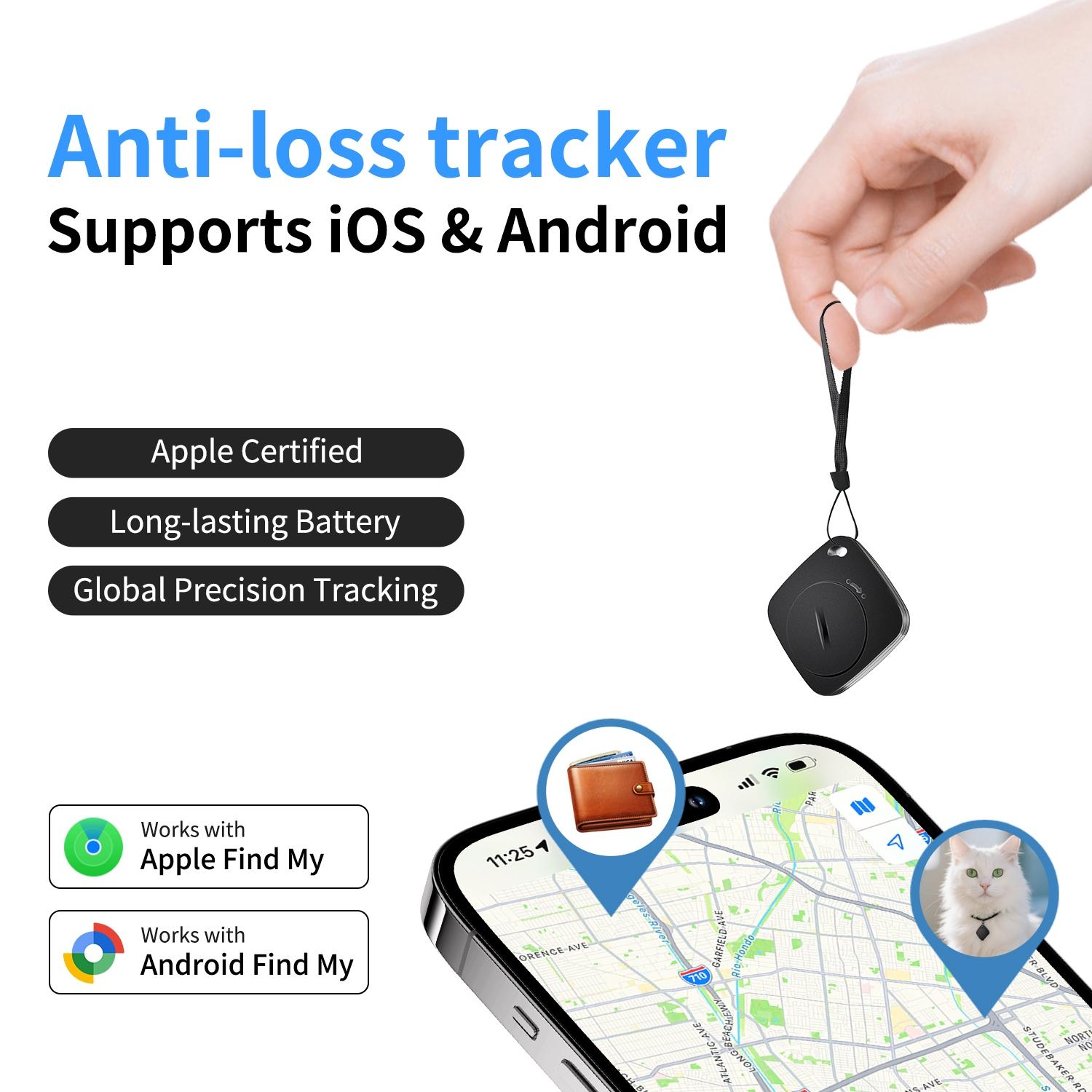 Smart GPS Tracker, 4-Pack Anti-Loss Devices, Compatible with iOS & Google, with Lanyard, Ideal for Keys, Bags, Cars, Wallets