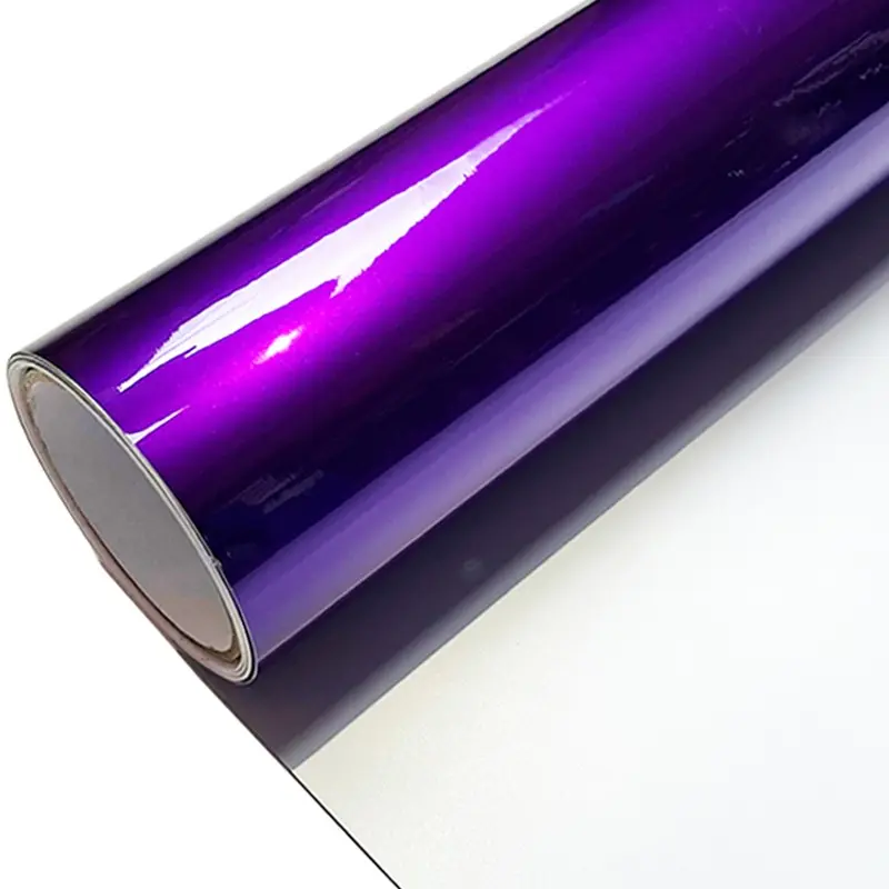 Ultra Glossy Purple Metallic Vinyl Wrap Film Roll With Air Release Self Adhesive Car Wrapping Motorcycle DIY Decal Sticker Sticker For Cars