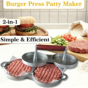 Burger Press, Aluminum Hamburger Press Patty Maker， Non-Stick Burger Press Patty Maker, Burger Patties Mold for Barbecue Picnic Camping Grill Griddle Meat