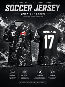 Men's Quick-Dry Soccer T-Shirt, Breathable Mesh Sport Top, All-Over Print, Slim Fit, Ideal for Training, Running, Gym, Casual Wear