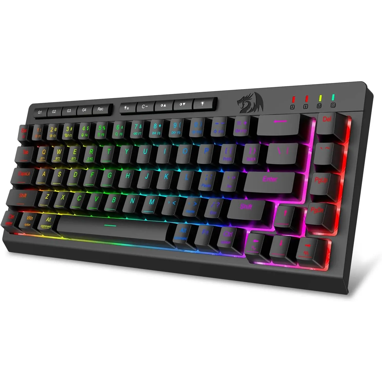 Gaming Keyboard, RGB Backlit, Portable 60% Design, Black | /2.4GHz/USB-C Wired, Mini Quiet Macro Membrane Keyboard, Rechargeable 4000mAh , Anti-Ghosting for Win/