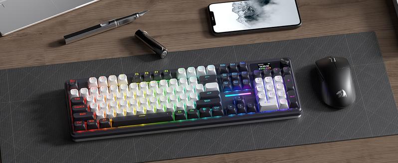Redragon K762 Wireless Gasket Gaming Keyboard w/Hype Screen & Knob, 104 Keys Mechanical Keyboard, Easy-Control 1.14’’ TFT Info Display, 5-Layer Noise Dampening, Round PBT Keycaps, Mint Mambo Switch, Abyssal Blue Redragon K762 Wireless Gasket Gaming Keyboard w/Hype Screen & Knob, 104 Keys Mechanical Keyboard, Easy-Control 1.14’’ TFT Info Display, 5-Layer Noise Dampening, Round PBT Keycaps, Mint Mambo Switch, Abyssal Blue
