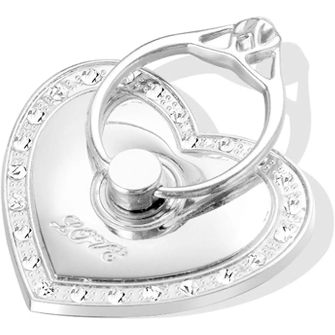 Phone Stand, Luxury  Re-Usable Metal Stainless Phone & Tablet Anti Drop Ring Stand Holder with  for  iPod iPad  and  (Heart Shape) ()