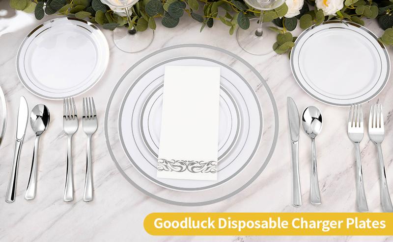 25pcs Silver Charger Plates – Clear & Stylish Tableware for Dinner, Weddings & Parties
